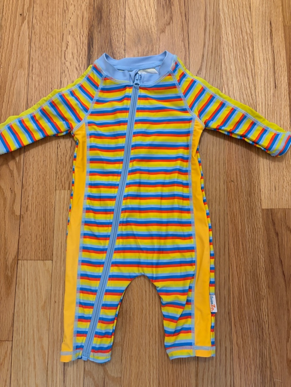 Baby Striped One-Piece Swimsuit in Yellow and Blue